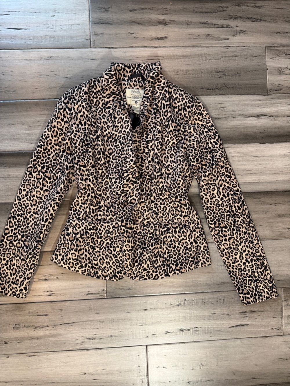 NWOT Leopard Print Peplum Jacket - Women's Beige/Black Animal Print